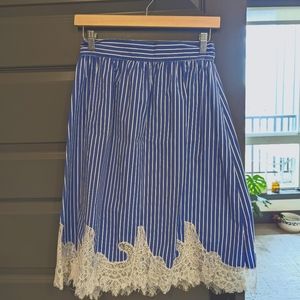 Zara navy and white skirt